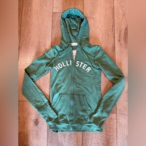 Hollister Forest Green Zip Up Sweatshirt Small